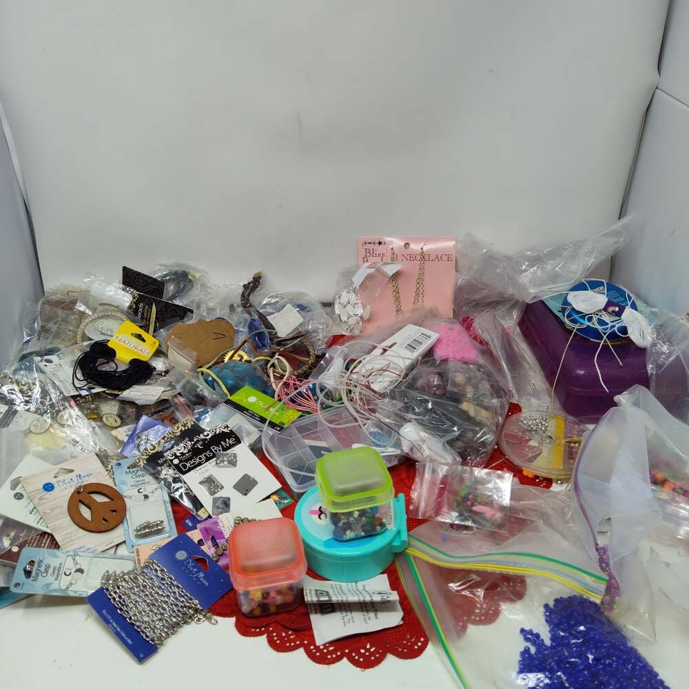 Mixed Jewelry Making Crafting Lot Beads, Findings 9.3lb New And Used
